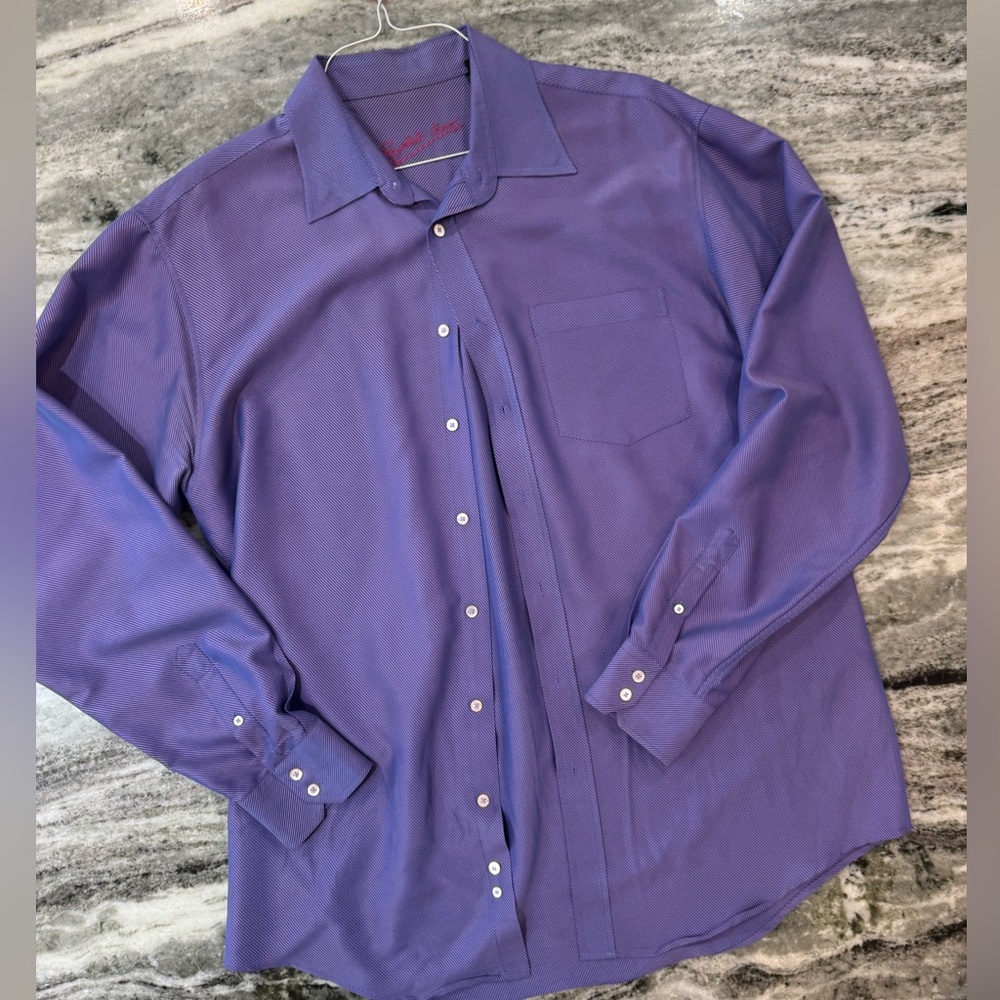 Bugatchi Men's Casual Purple Button Down Shirt Size XLT
